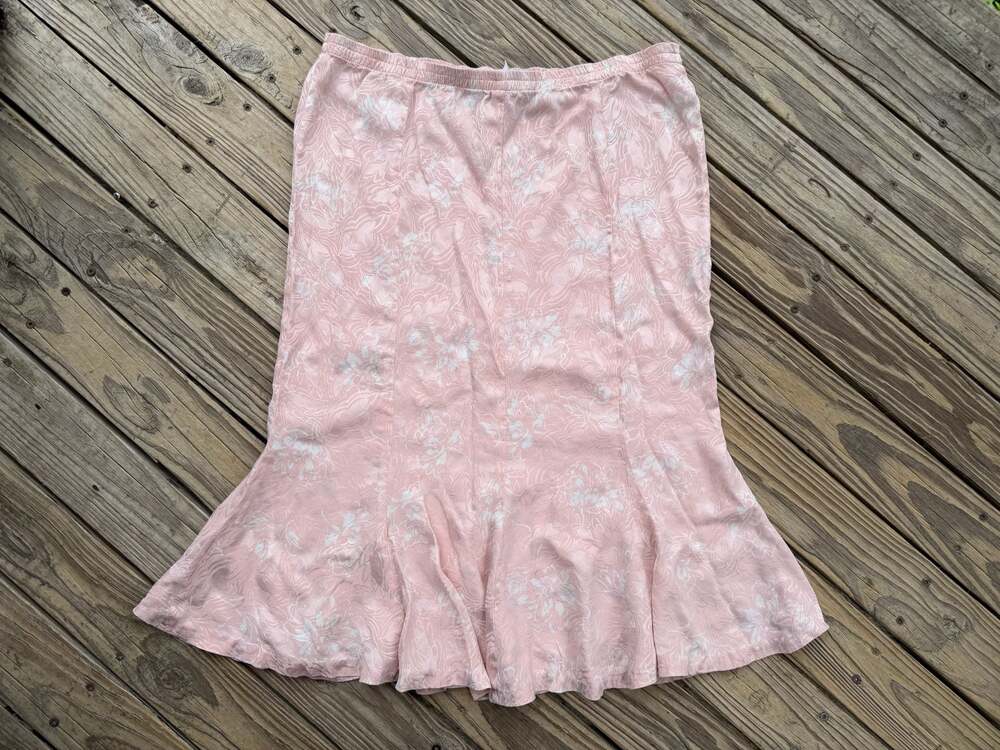 Silk Studio Women's Pink Floral 100% Silk Mermaid Skirt Size 8